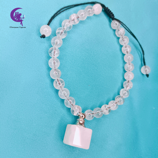 Clear Quartz Refillable Cube Gemstone Bracelet