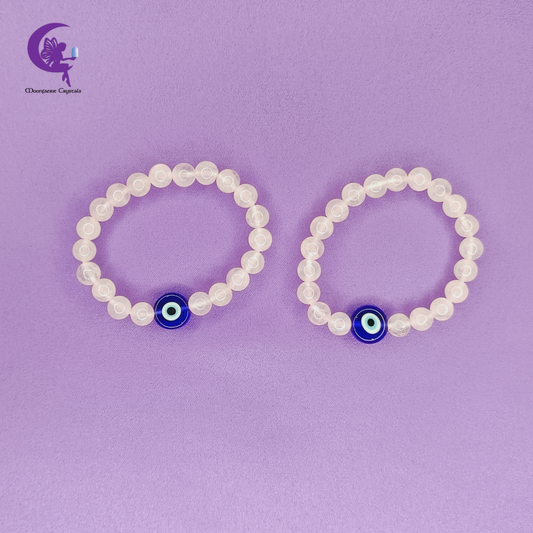 Rose Quartz & Evil Eye Baby Anklet: A Gentle Embrace of Love and Protection