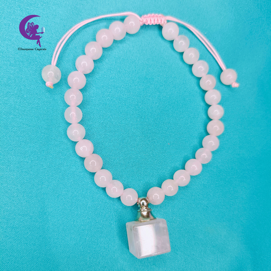 Rose Quartz Refillable Cube Gemstone Bracelet