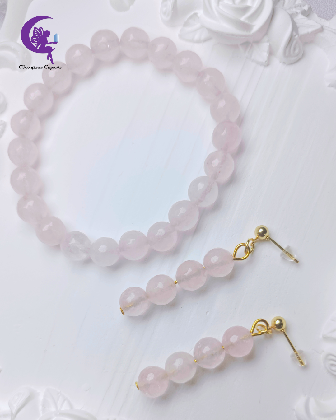 Glimmering Heart Rose Quartz Jewelry Set