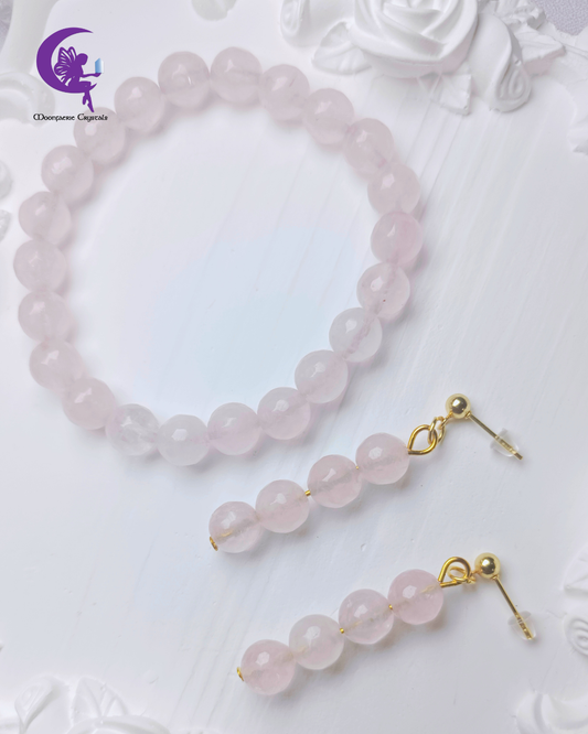 Glimmering Heart Rose Quartz Jewelry Set