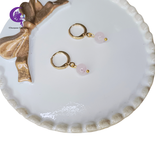 Rose Quartz Leverback Earrings