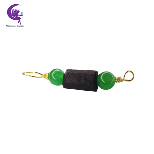 Green Aventurine & Raw Black Tourmaline Pendant