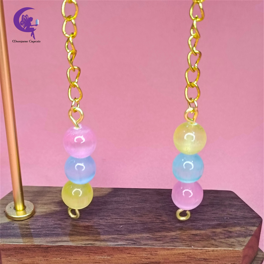 Colorful Selenite Luminous Rainbow Cloud Earrings