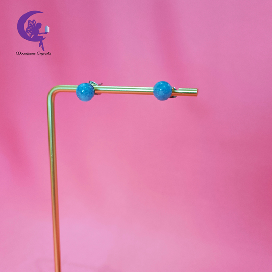 Aquatic Spirit Quartz Earring – Dyed Blue Clear Quartz Stud Earrings