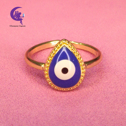 Evil Eye Tear Drop Adjustable Ring