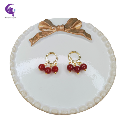 Triple Carnelian Leverback Earrings- 3x Passion, Courage, Creativity, and Vitality