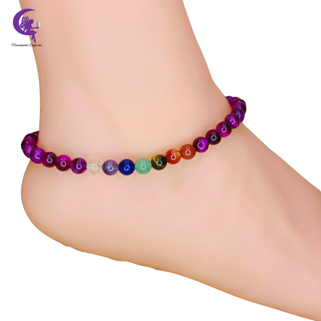 Rose Tiger's Eye + 7 Chakra Multi-Healing Anklet