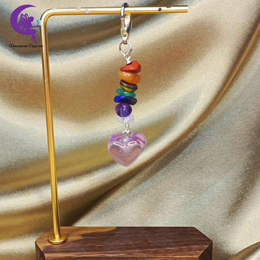 7 Chakra Purple Heart Keyring