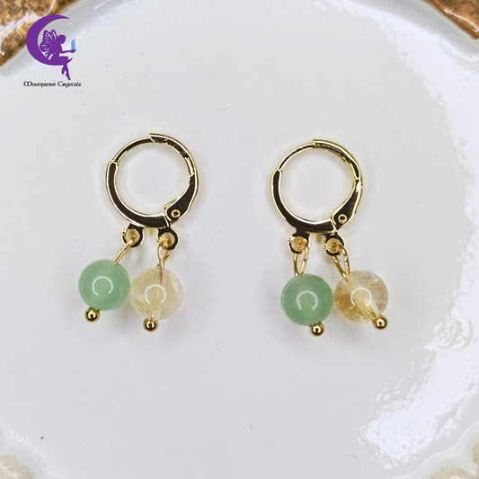 Green Aventurine & Citrine Leverback Earrings