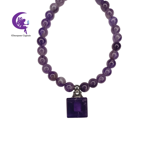 Amethyst Refillable Cube Gemstone Bracelet