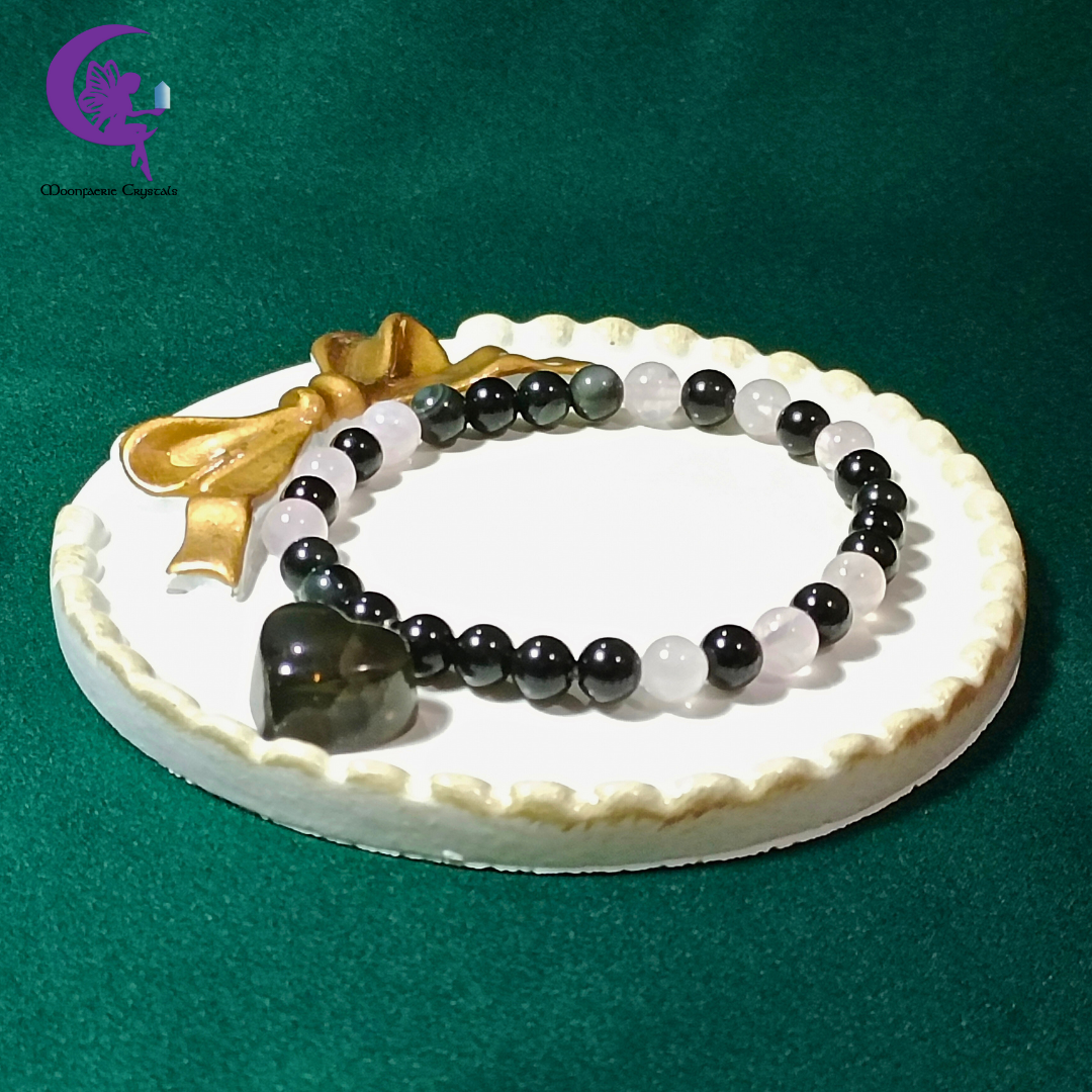 Dark Love Passage Bracelet - Black Obsidian Meets Rose Quartz