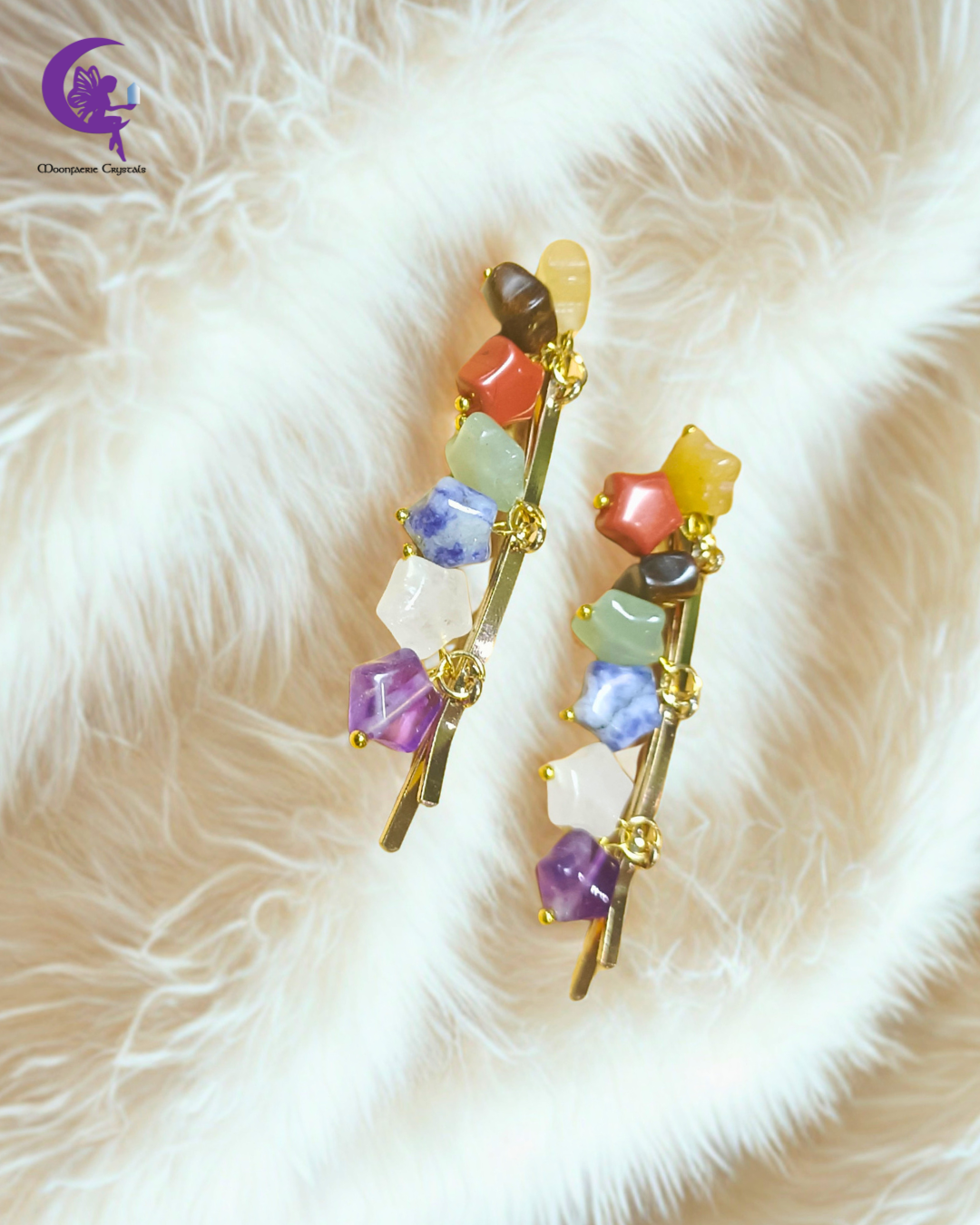 🌙 Seven Stars Chakra Gemstone Hair Pins