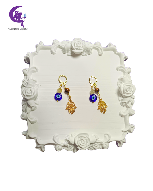 Divine Protection & Infinite Wealth Earrings - Citrine & Tiger's Eye