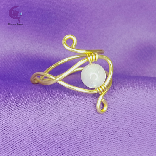 Moonstone Luminous Spiral Ring