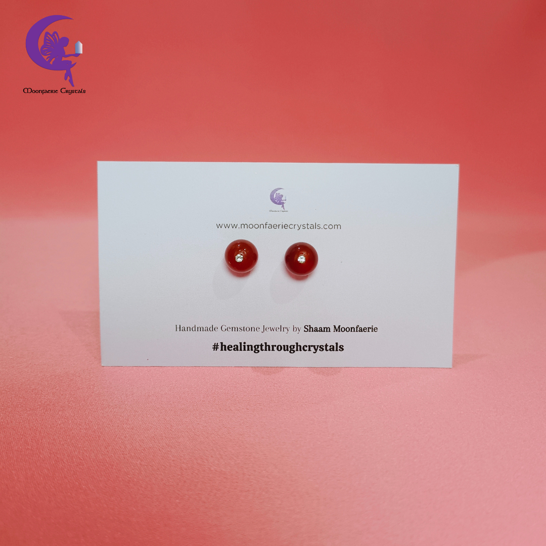 Carnelian Rhinestone Studs: Boldness Meets Sparkling Elegance