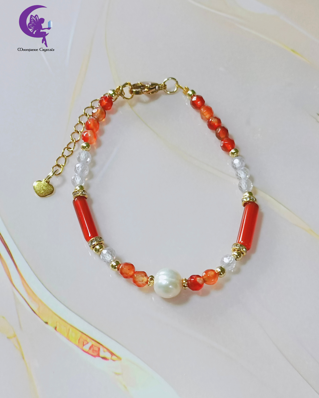 Terra & Marina: Carnelian & Pearl Bracelet