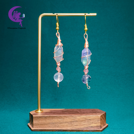 Northern Light Purple & Green Rainbow Fluorite Cascade Earrings