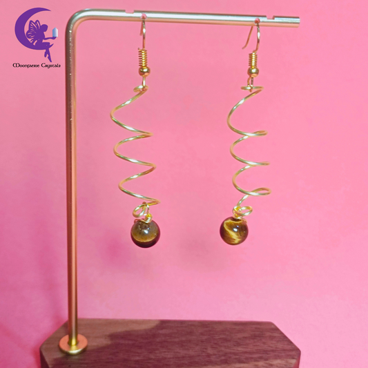 Golden Spiral Tiger's Eye Earrings