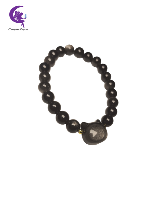 Black Cat Energy Bracelet - Silver Sheen Obsidian
