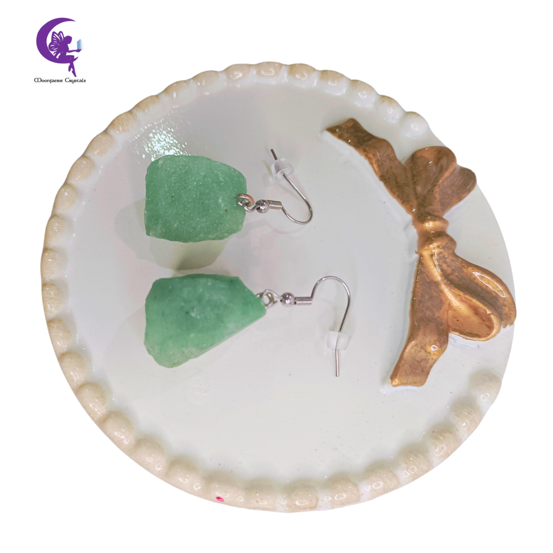 Raw Green Aventurine Dangle Earrings
