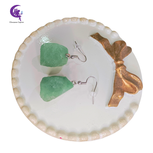 Raw Green Aventurine Dangle Earrings