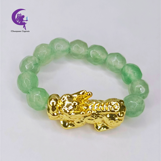 Moonfaerie Green Aventurine & Pi Xiu Sacred Wealth Vault Ring