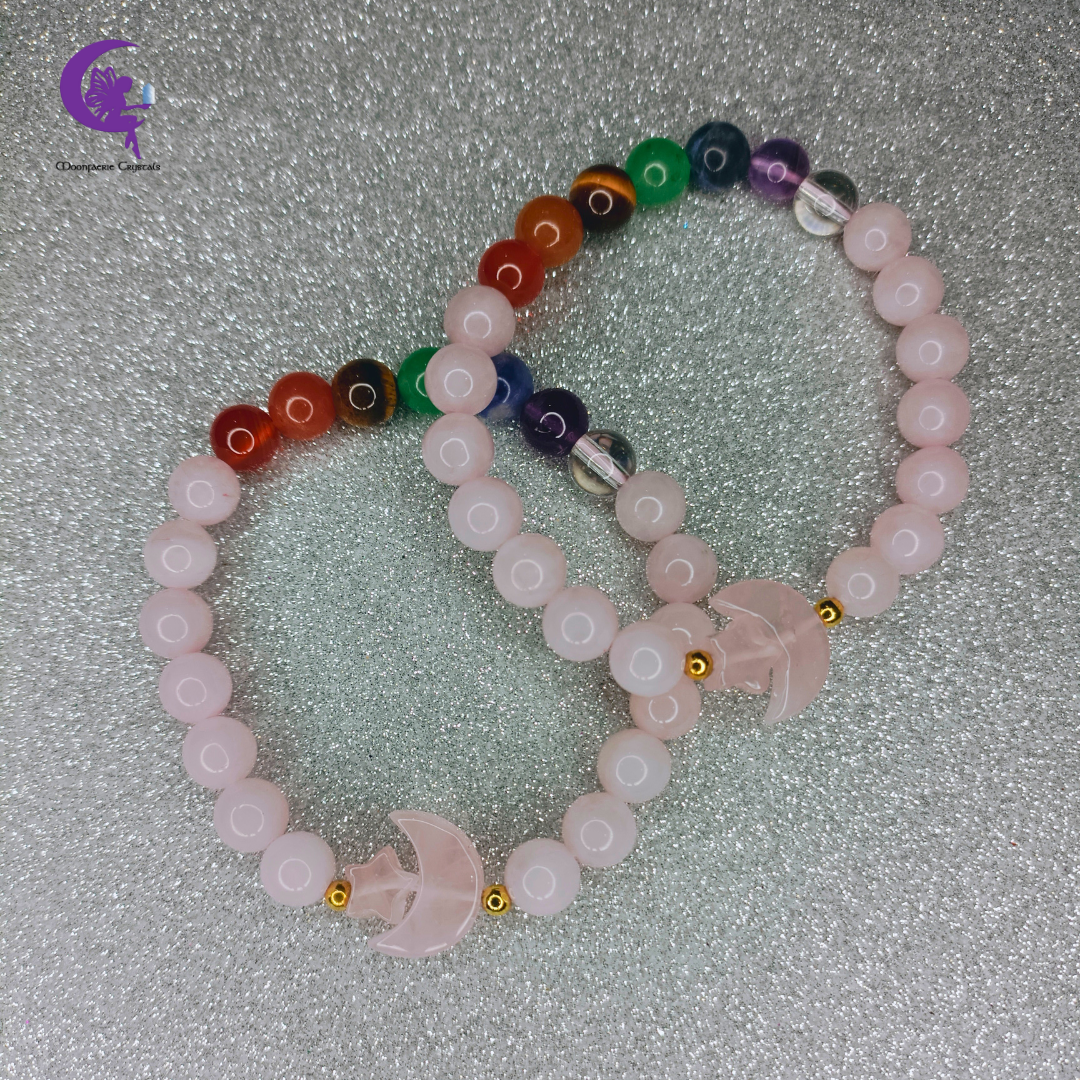 Moon & Star Rose Quartz + 7 Chakra Bracelet