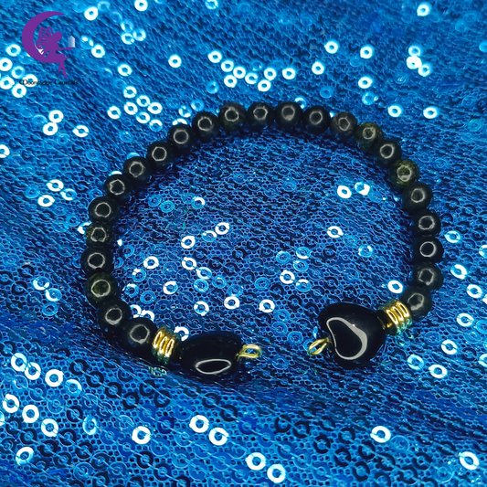 🖤 Veil of Shadows Bangle – Black Obsidian & Serpentine ✨
