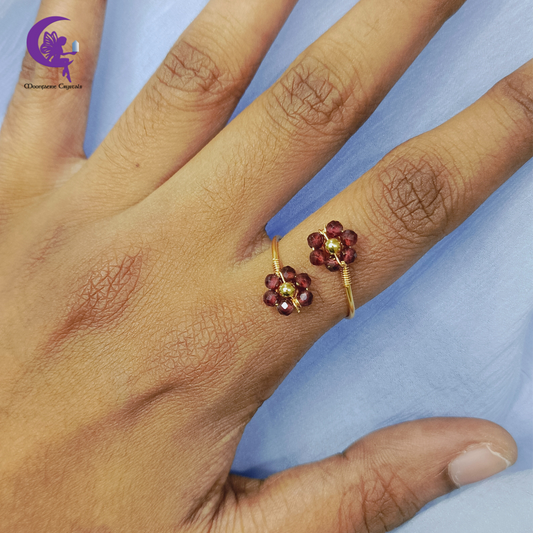 Garnet Sundrop Bloom Ring