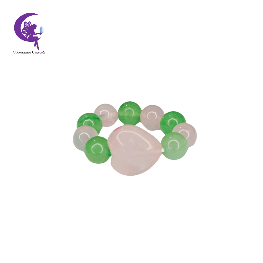 Green Aventurine and Rose Quartz Sweetheart Ring