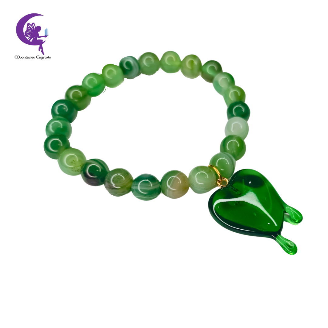 Green Agate Heart Drip Feng Shui Wealth & Harmony Bracelet