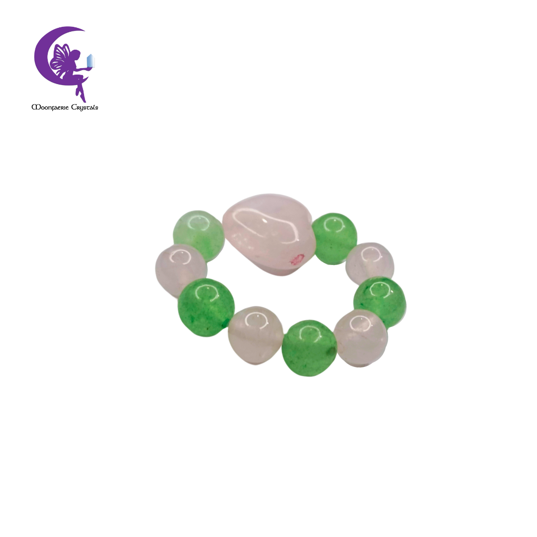 Green Aventurine and Rose Quartz Sweetheart Ring