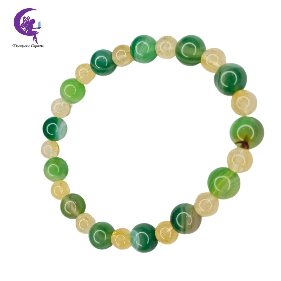 Sunlit Forest - Citrine & Green Agate Bracelet