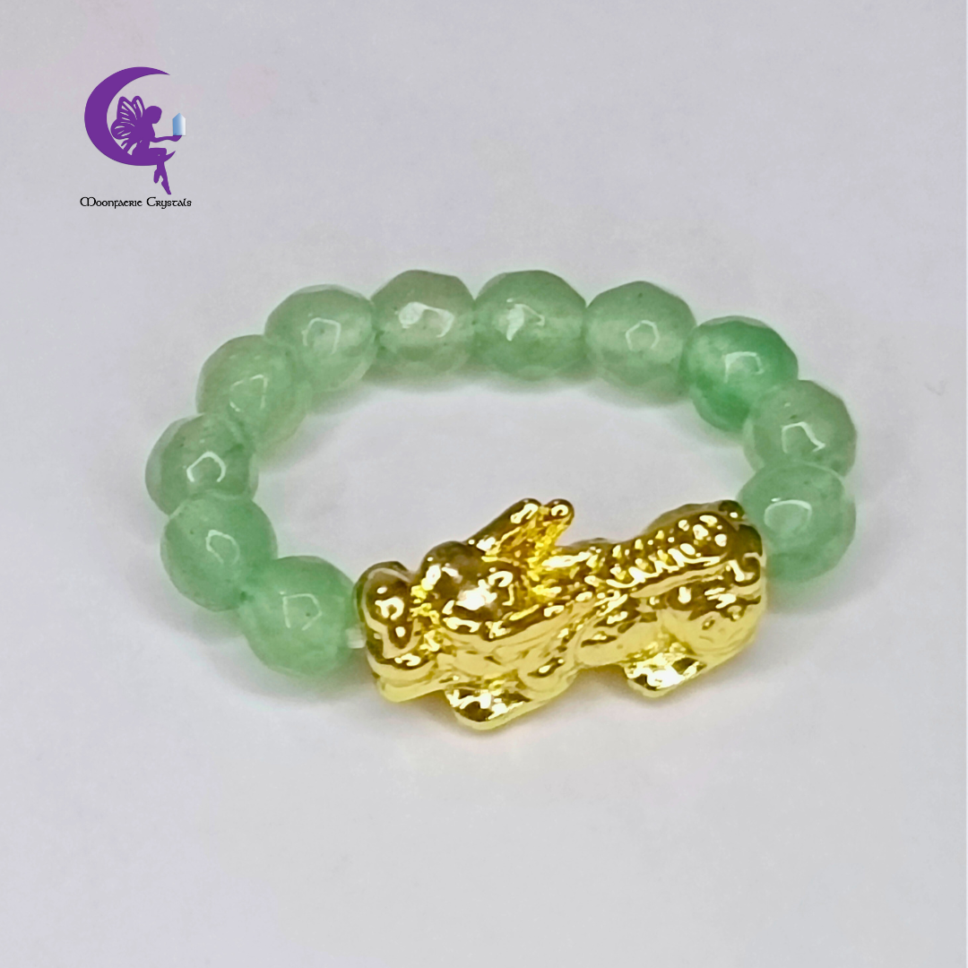 Moonfaerie Green Aventurine & Pi Xiu Sacred Wealth Vault Ring