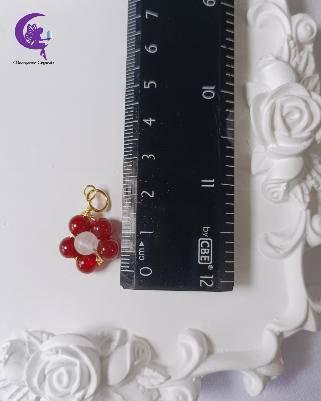 Carnelian Rose Quartz Healing Flower Pendant