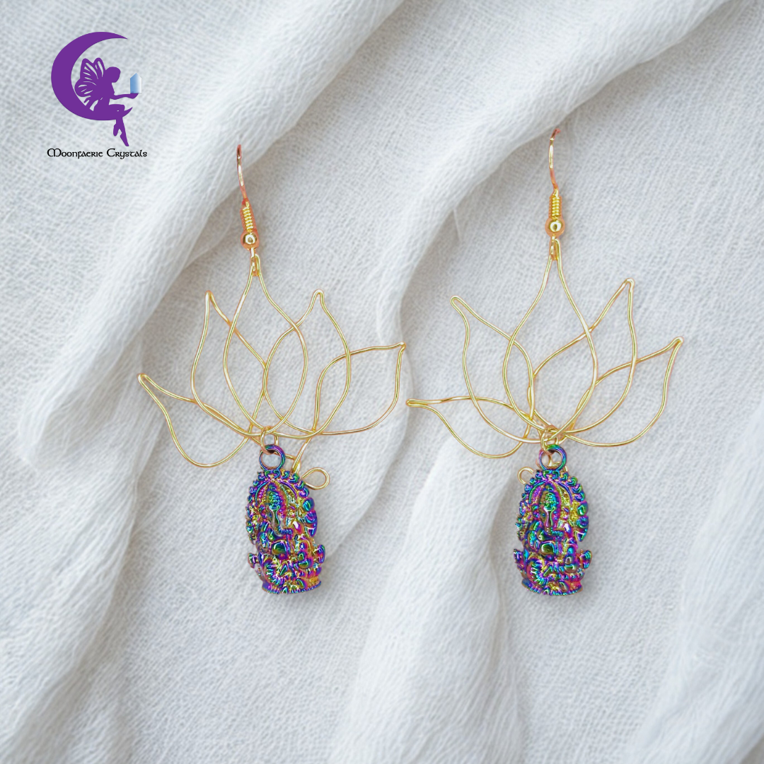 Sacred Ganesha Lotus Earrings