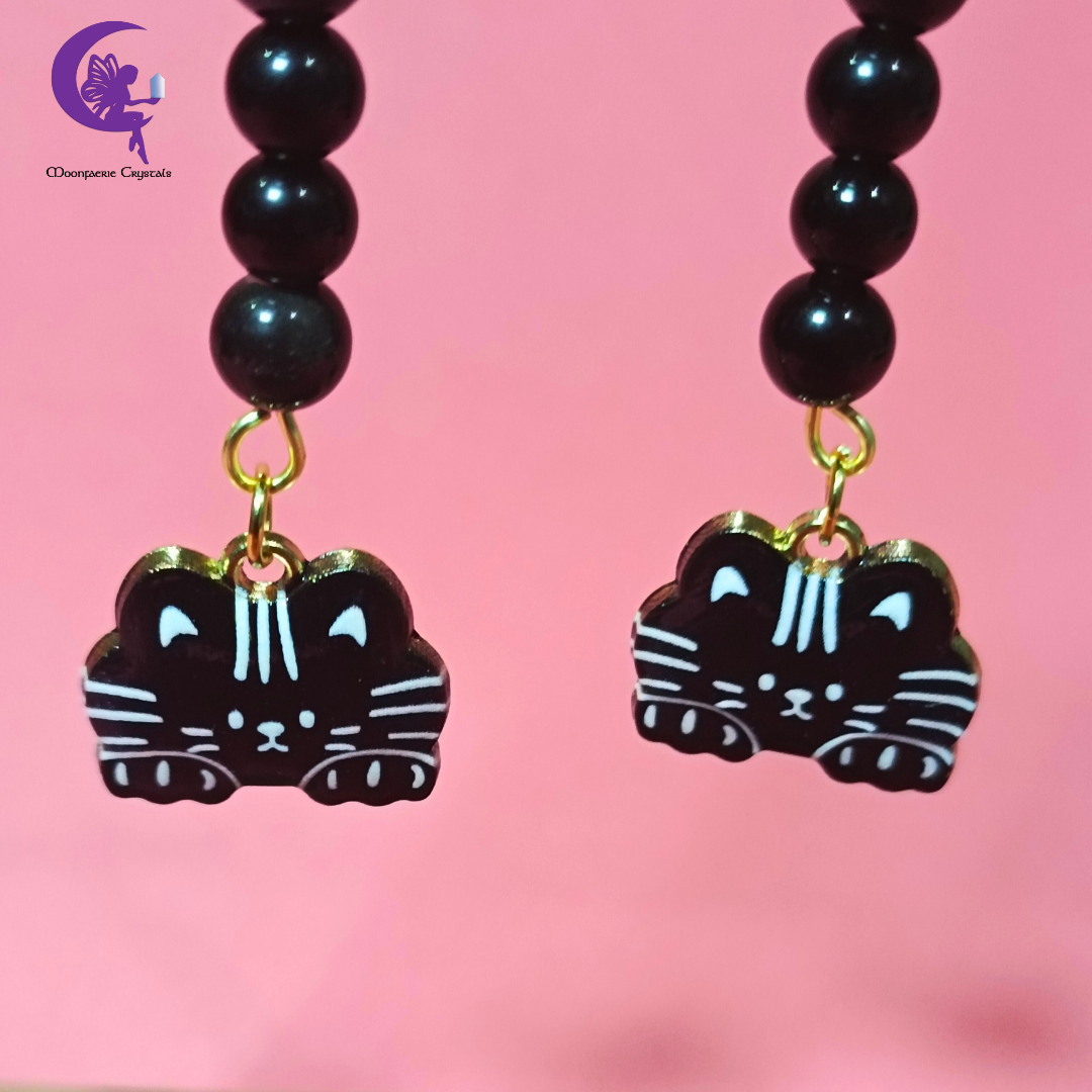 Meowgical Gemstone Dangling Earrings