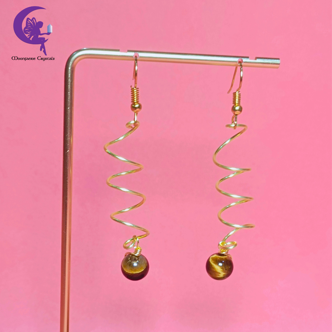 Golden Spiral Tiger's Eye Earrings