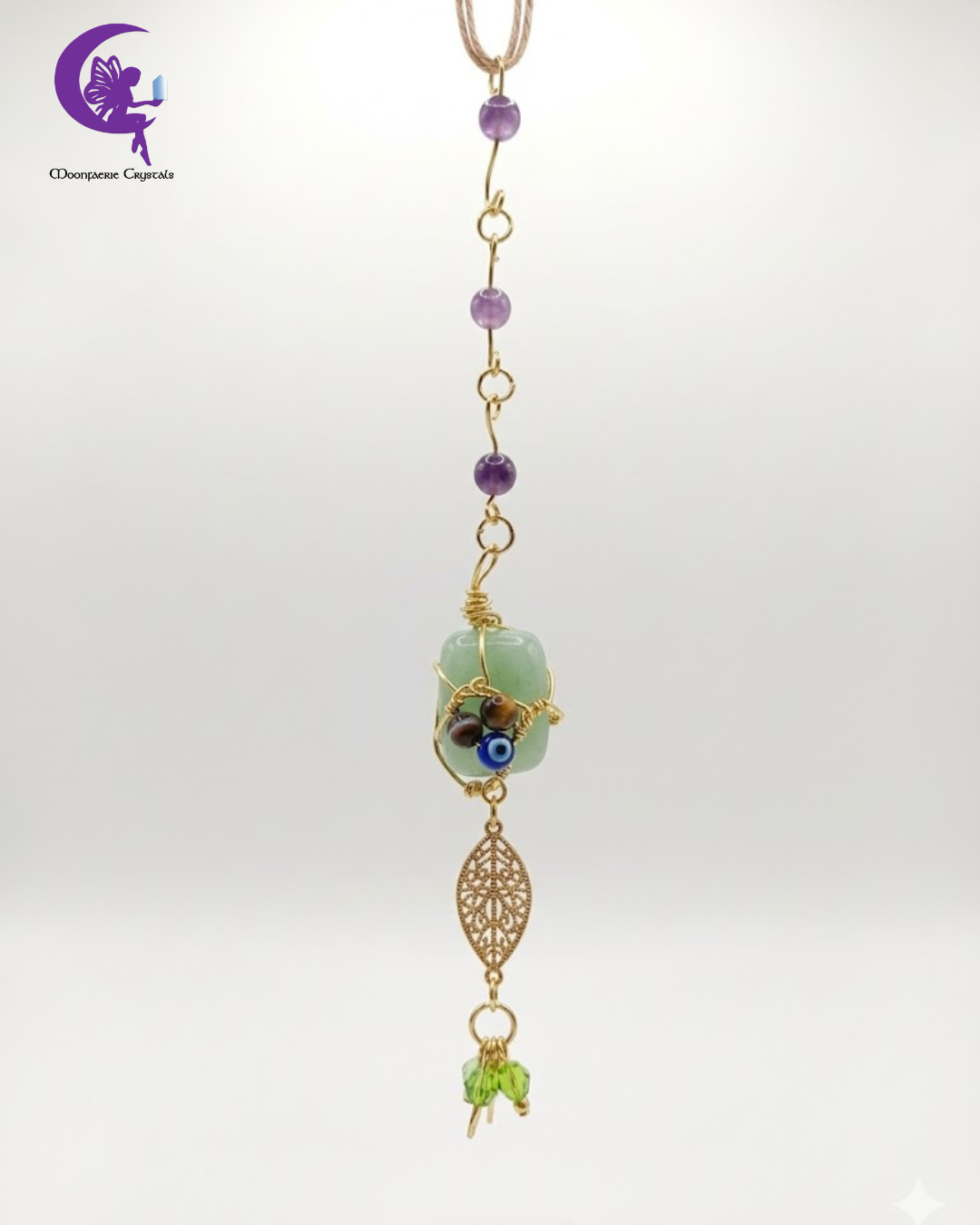 Sacred Garden of Eternal Abundance & Protection Gemstone Ornament - Green Aventurine, Amethyst, Brown Agate & Tiger's Eye
