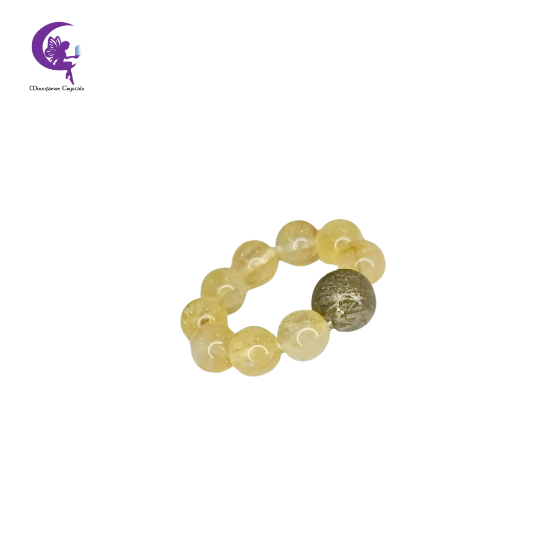 Citrine Pyrite Beaded Ring - Pre-order