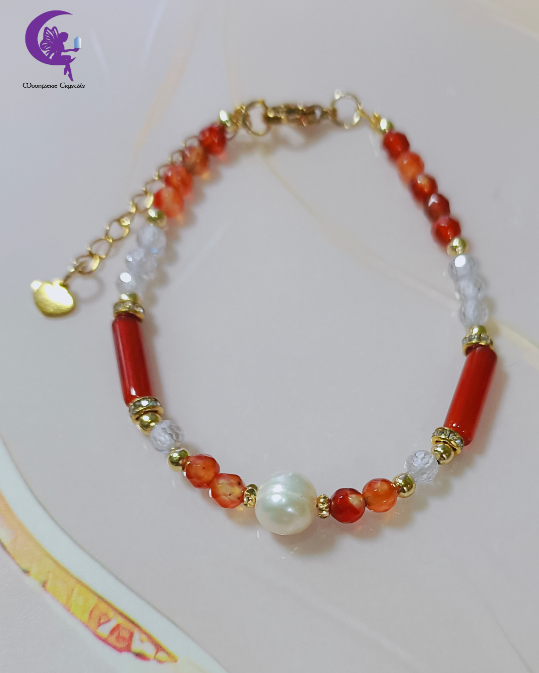 Terra & Marina: Carnelian & Pearl Bracelet