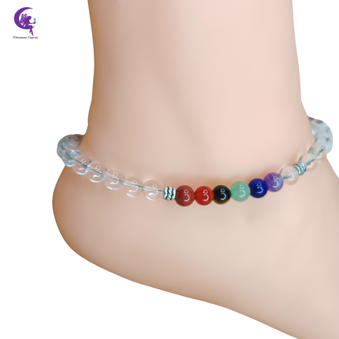 Clear Quartz + 7 Chakra Multi-Healing Anklet