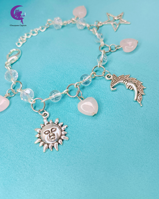 Heart of the Galaxy Bracelet – Clear Quartz & Rose Quartz