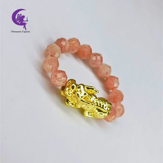 Moonfaerie Sunstone & Pi Xiu Golden Emperor Prosperity Ring