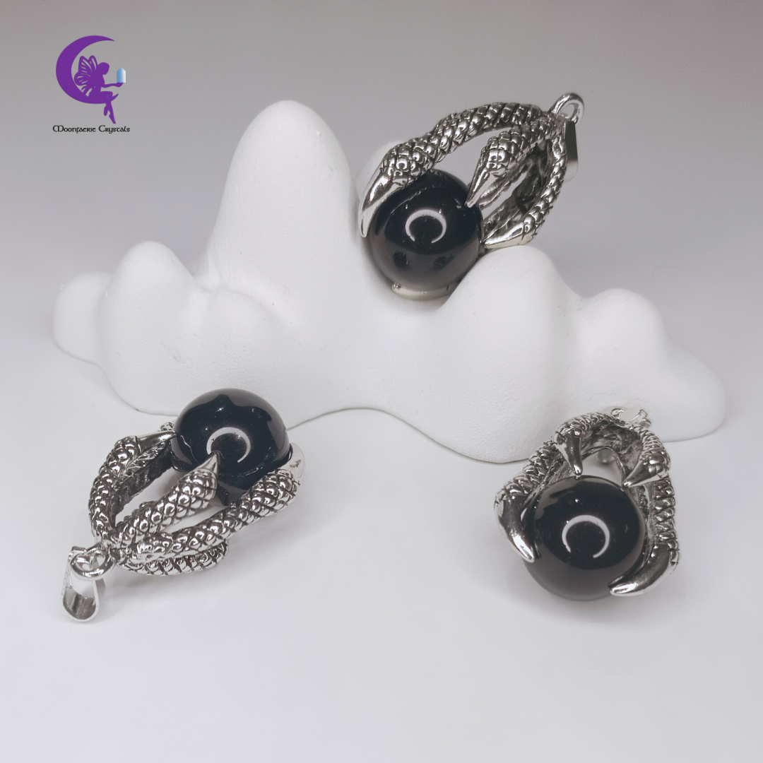 Falcon Grip Black Obsidian Pendant