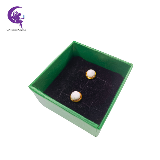 Golden Dawn Half Round Howlite Stud Earring