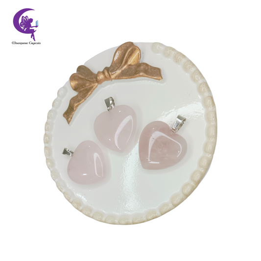 Rose Quartz Heart Pendant for Love, Healing & Serendipity