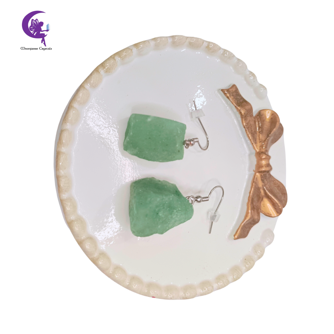 Raw Green Aventurine Dangle Earrings