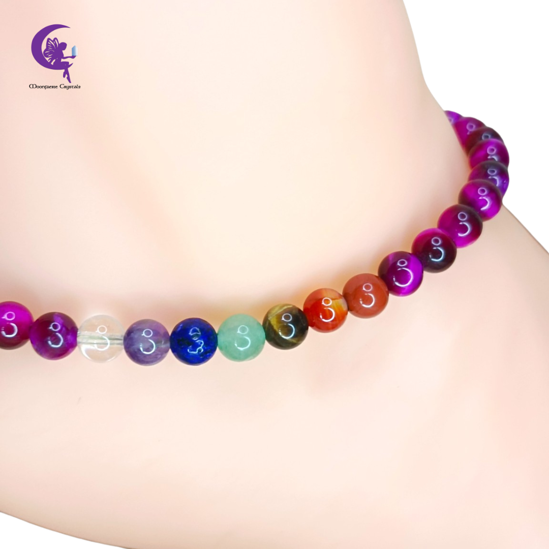 Rose Tiger's Eye + 7 Chakra Multi-Healing Anklet